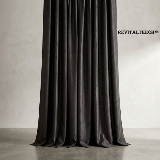 🌑 Revitalteech™ THE OBSIDIAN LINEN VEIL  "Light defines the day, but shadow defines the sanctuary. A drape system that commands the atmosphere of a room through the gravity of its tone."
