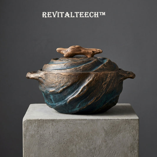 🗿 Revitalteech™ THE TERRA-FORGE COCOON CASSEROLE "Evolution is a slow burn. A vessel designed to anchor your kitchen in the weight of the earth, transforming raw ingredients through the power of sculpted thermal mass."